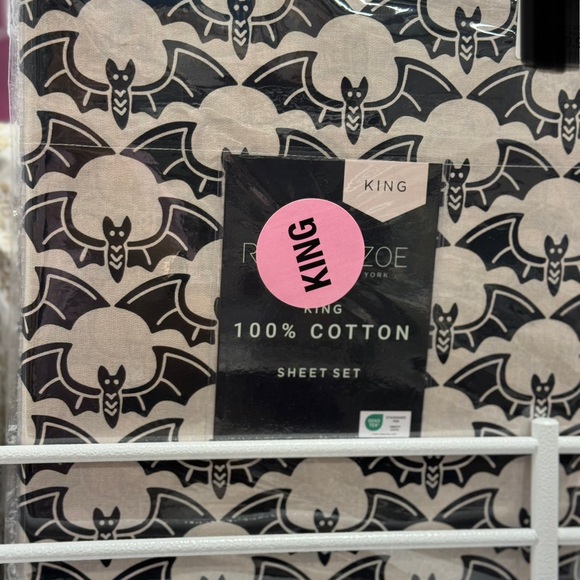 Rachel Zoe Black and Cream Bat Print Sheet Set - Picture 1 of 2